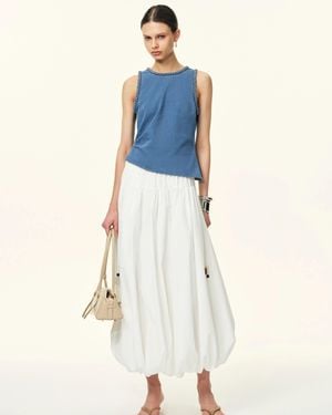 Fabrique Riley Braided-Trim Denim Tank - Blue