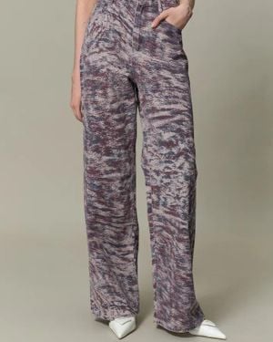 Fabrique Skyler Leopard Print Straight-Leg Jeans - Gray