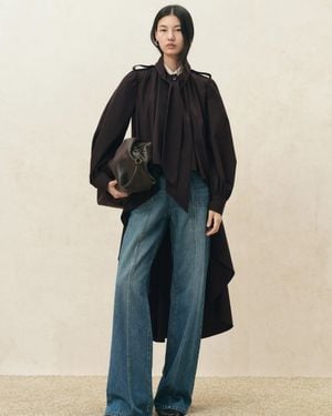 Fabrique Ada Scarf Collar Cape Trench Coat - Blue