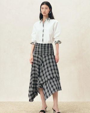 Fabrique Riley Plaid Embroidery Oversized Shirt - Natural