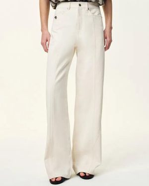 Fabrique Polly Front Seams Barrel Leg Jeans - White