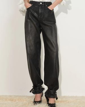 Fabrique Lila Cinch Hem Barrel Leg Jeans - Black