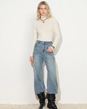 Fabrique Tilly Seamed Semi Sheer Knit Top - Blue