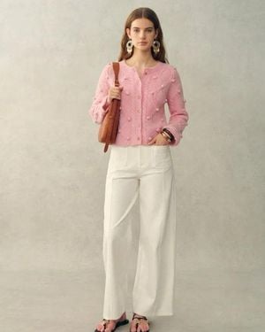 Fabrique Cassie 3D Pom Pom Cardigan - Pink
