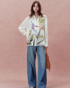 Fabrique Brielle Oversized Flora Shirt - Blue