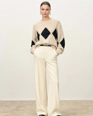Fabrique Cassy Argyle Sweatshirt - Natural