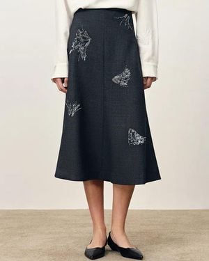 Fabrique Hannah Beadwork Midi Skirt - Blue