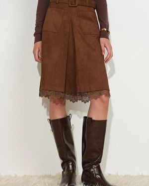 Fabrique Blake Lace Hem Skirt - Brown