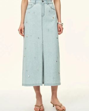 Fabrique Delia Handwork Beading Midi Skirt - Blue