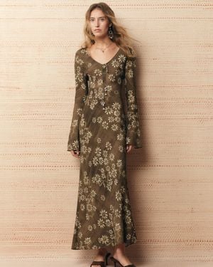 Fabrique Iris Handpainted Floral Dress - Natural
