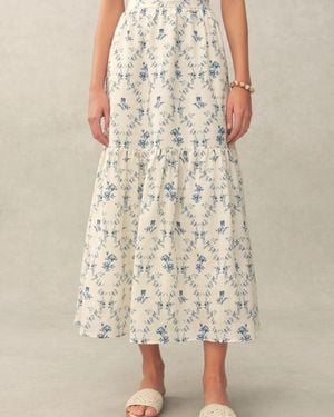 Fabrique Elara Tailored Vintage Floral High Waist Skirt - Natural