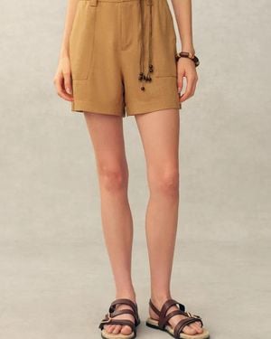 Fabrique Billie Beaded Belt Tailored Shorts - Natural