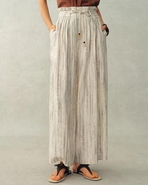Fabrique Cleo Drawstring Casual Striped Culottes - Natural