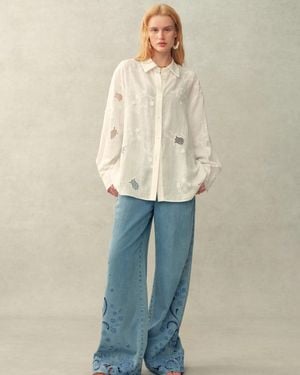 Fabrique Leona Lily Of The Valley Mesh Embroidery Shirt - Natural