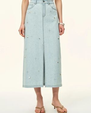 Fabrique Delia Handwork Beading Midi Skirt - Blue