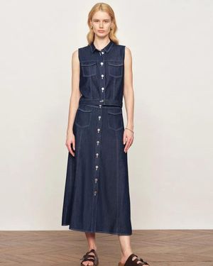 Fabrique Sloane Tencel Denim Vest Top And Skirts Matching Set - Blue