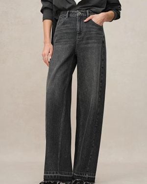Fabrique Echo Floor Length Wide Leg Jeans - Black