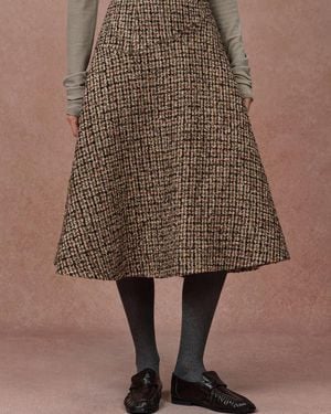 Fabrique Kari Plaid A Line Skirt - Brown