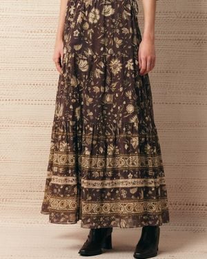 Fabrique Juniper Persian Inspired Floral Skirt - Brown