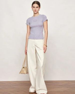 Fabrique Linnea Ruffle-Edge Short-Sleeve Top - Natural