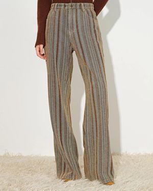 Fabrique Lila Corduroy Stripe Straight Leg Jeans - Natural