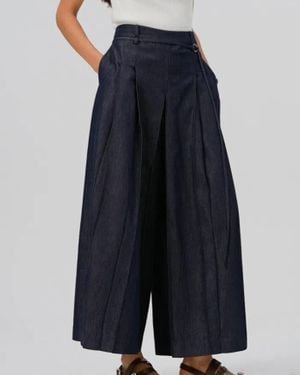 Fabrique Mignon Mid Rise Wide Leg Culottes - Blue