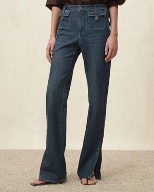 Fabrique Coco Slit Hem Flared Jeans - Blue