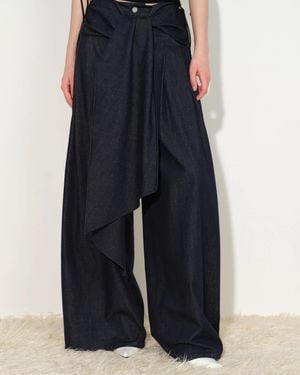 Fabrique Jayne Belted Wide Leg Jeans - Blue