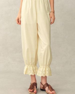 Fabrique Hazel Lace Panel Balloon Leg Cropped Pants - Natural