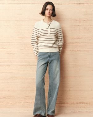 Fabrique Rhea Striped Henley Jumper - Blue