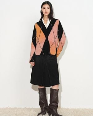 Fabrique Bruce Space Dyed Gradient Argyle Cardigan - Orange