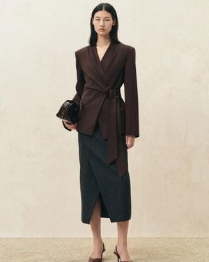 Fabrique Marora Wrap Look Cinched Blazer - Natural