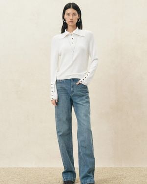 Fabrique Kira Button Turtleneck Top - Blue
