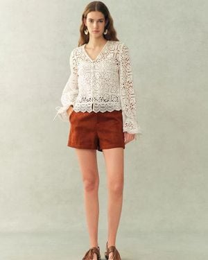 Fabrique Amara Openwork V Neck Cardigan - Natural