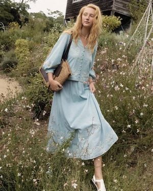 Fabrique Marmont Pin Tuck Embroidery Blouse - Natural