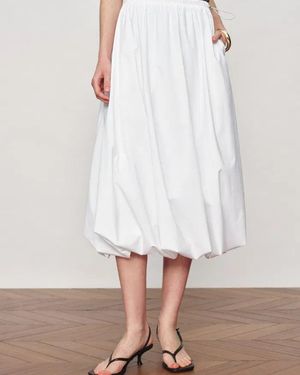 Fabrique Cathy Twisted-Seam Bubble Midi Skirt - White