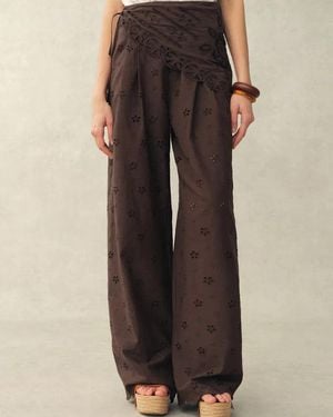 Fabrique Nina Embroidered Scraf Wrap Pants - Black