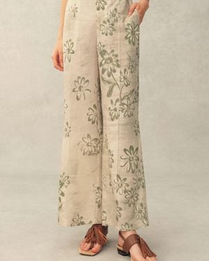 Fabrique Diana Handwork Beads Crop Flare Pants - Natural