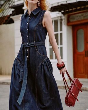 Fabrique Anais Denim Sleeveless Dress - Blue
