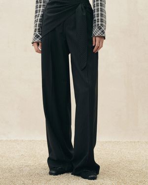 Fabrique Rue Striped Wide Leg Pants - Black