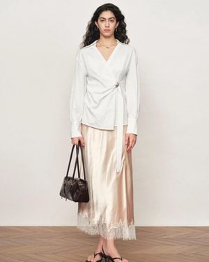 Fabrique Bianca Hand Stitch Ruched-Waist Shirt - Natural