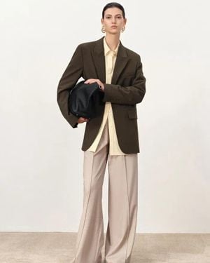 Fabrique Nellie Leather Belted Blazer - Natural