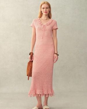 Fabrique Yori Hand Crocheted Floral Dress - Pink