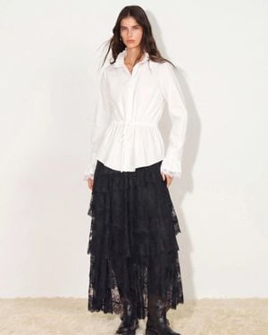 Fabrique Lilith Lace Trimmed Drawstring Waist Shirt - White