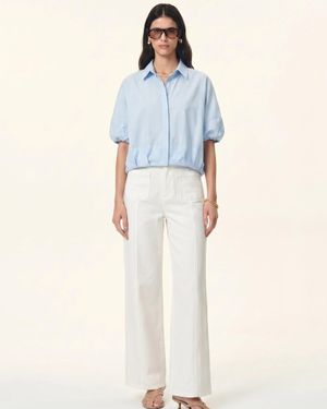 Fabrique Claire Bubble Puff Sleeve Shirt - Blue
