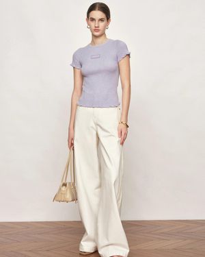 Fabrique Linnea Ruffle-Edge Short-Sleeve Top - Natural