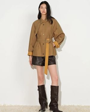 Fabrique Daisy Scarf Collar Trench Coat - Natural
