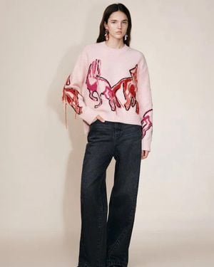 Fabrique Charlotte Hand Worked Pony Stitching Sweater - Pink
