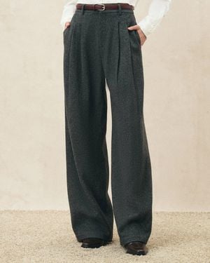 Fabrique Divina Curved Leg Trousers With Burgundy Belt - Blue