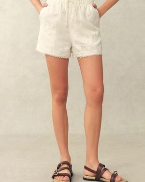 Fabrique Jill Mesh Embroidered Shorts - Natural